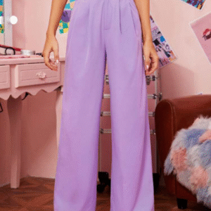 SHEIN Lavender High‑Waist Pleated Wide‑Leg Pants – Women’s Size XS