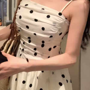 DAZY Women's Polka Dot Sleeveless Midi Dress – Elegant Summer Fit, Size XL