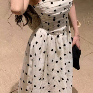 DAZY Women's Polka Dot Sleeveless Midi Dress – Elegant Summer Fit, Size XL