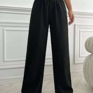 SHEIN XS High Waist Black Wide-Leg Smocked Pants for Women