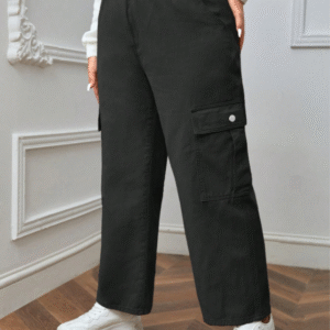 SHEIN Women’s Black Cargo Pants – Utility Pockets, Straight-Leg Fit, Size M