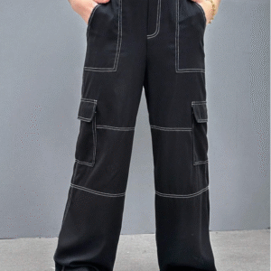 SHEIN Women’s Techwear Cargo Pants – Contrast Stitch, Drawstring Waist