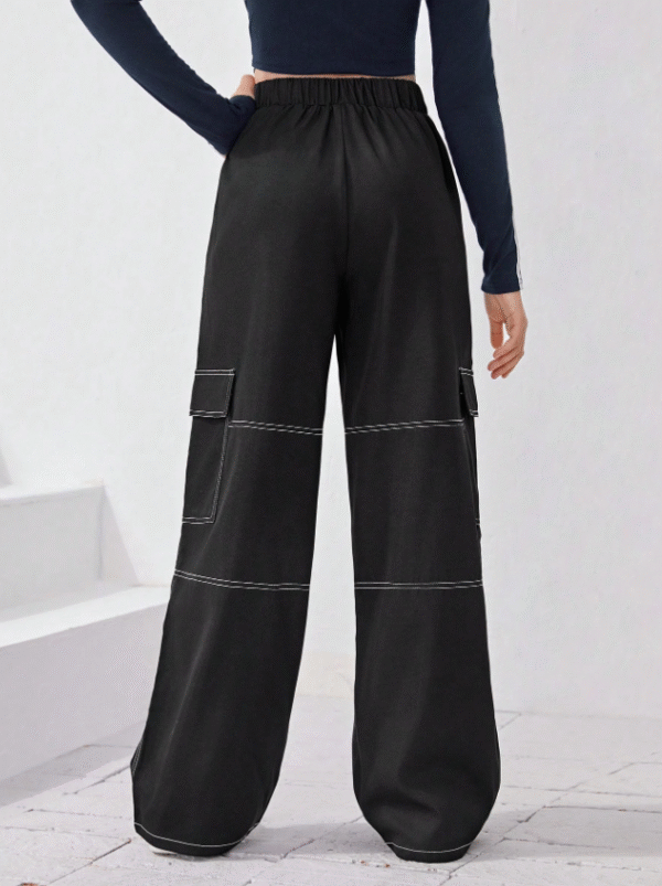 SHEIN Women’s Techwear Cargo Pants – Contrast Stitch, Drawstring Waist