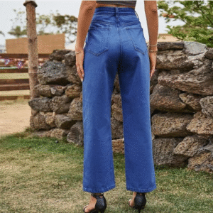 Women’s High-Waisted Wide-Leg Blue Jeans – Relaxed Fit Denim