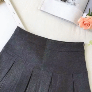 Liubiao Grey Pleated High-Waist Mini Skirt – Size S