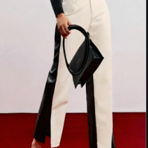 SHEIN Women’s Black and White Colorblock Straight-Leg Pants – Size M