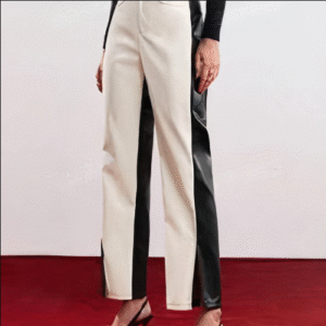 SHEIN Women’s Black and White Colorblock Straight-Leg Pants – Size M