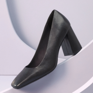 Hush Puppies Women's Black Block Heel Court Shoes – Square Toe, Size 40