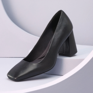 Hush Puppies Women's Black Block Heel Court Shoes – Square Toe, Size 40