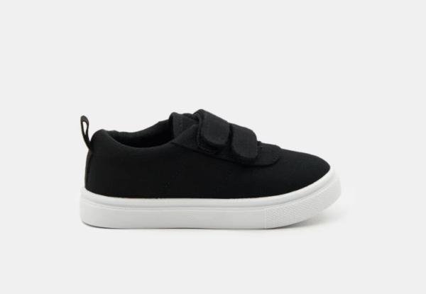 Black Canvas Double Hook-and-Loop Kids' Sneakers Size 23