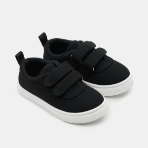 Black Canvas Double Hook-and-Loop Kids' Sneakers Size 23