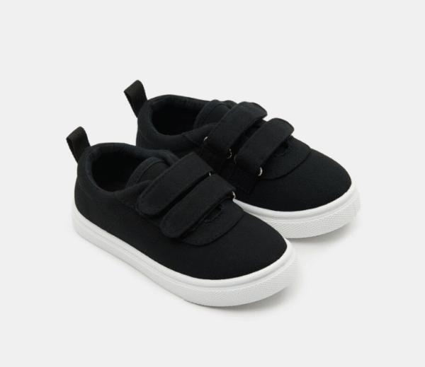 Black Canvas Double Hook-and-Loop Kids' Sneakers Size 23