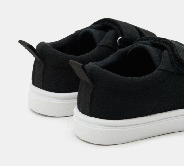 Black Canvas Double Hook-and-Loop Kids' Sneakers Size 23