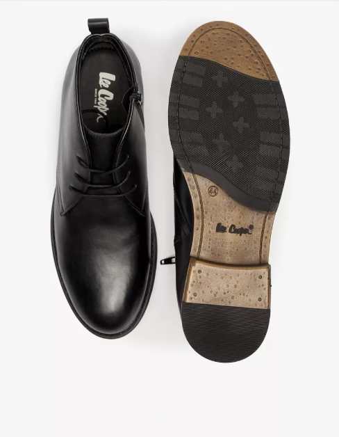 Lee Cooper Men’s Black Leather Lace-Up Ankle Boots – Size 44