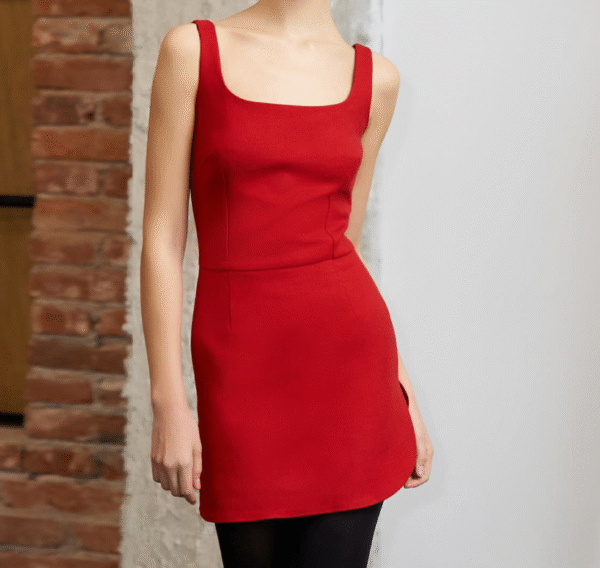 Shein Women's Square Neck Sleeveless Mini Dress - Red Size s