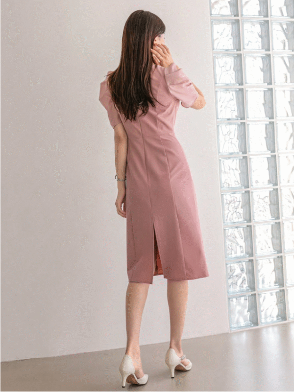 Blush Pink Puff Sleeve Midi Dress – DAZY Size M