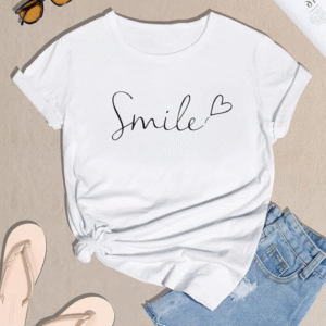 SHEIN White Smile Graphic Tee – Size S