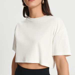Shein Women's Solid Crew Neck Short Sleeve Cropped T-Shirt Size S