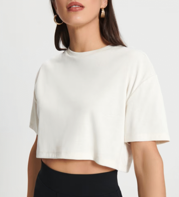 Shein Women's Solid Crew Neck Short Sleeve Cropped T-Shirt Size S