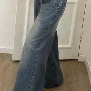 DAZY Women's Distressed Washed Loose Wide-Leg Jeans with Elastic Waist Size S