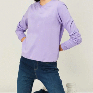 LOGIFIRST Women's Lilac Cotton Crew Neck Long Sleeve T-Shirt Size M