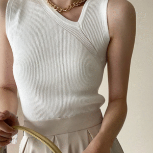 SHEIN White Ribbed Knit Wrap V-Neck Tank Top Size L
