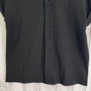SHEIN Black Stand Collar V-Neck Blouse with Rolled Sleeves Size M