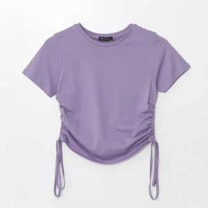 INMY NATURE Lilac Ruched Side Short Sleeve T-Shirt Size S