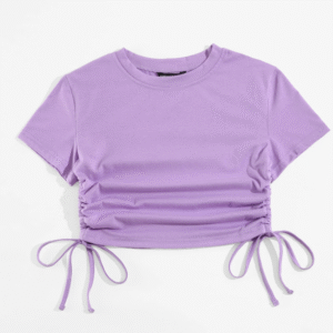 INMY NATURE Lilac Ruched Side Short Sleeve T-Shirt Size S