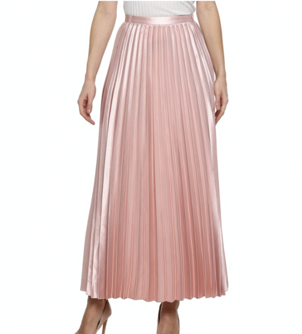 STEFFIEAM Girls’ Pink Metallic Pleated Midi Skirt – Size 15Y