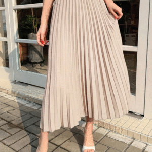 DAZY Beige Pleated High-Waisted Midi Skirt Size L