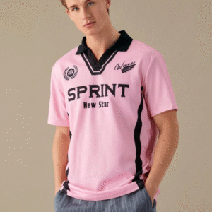 MANFINITY Men's Pink "SPRINT New Star" Graphic Polo Shirt Size S
