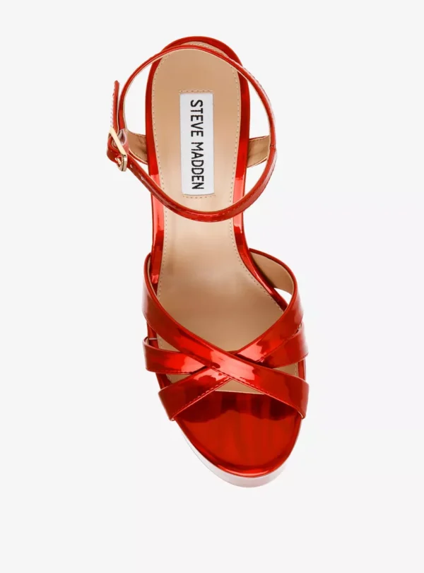 Steve Madden “Tivoli” Patent Platform Block‑Heel Sandals – Bold Red , Size 38