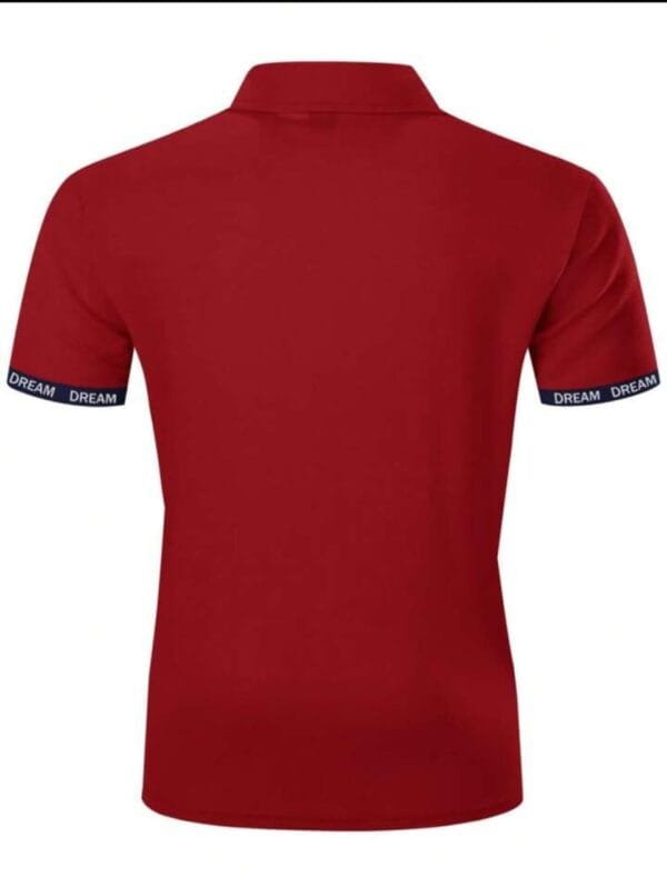 Shein Men’s Colorblock Zip Collar Polo – Red, White & Navy, Size S, Short Sleeve