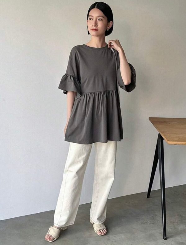 SHEIN Solid Ruffle Sleeve Babydoll Top Size XL