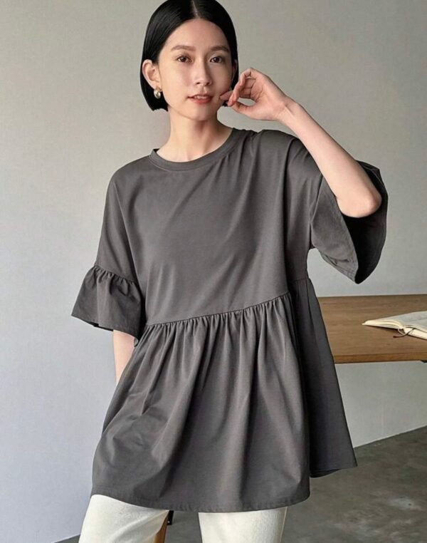 SHEIN Solid Ruffle Sleeve Babydoll Top Size XL