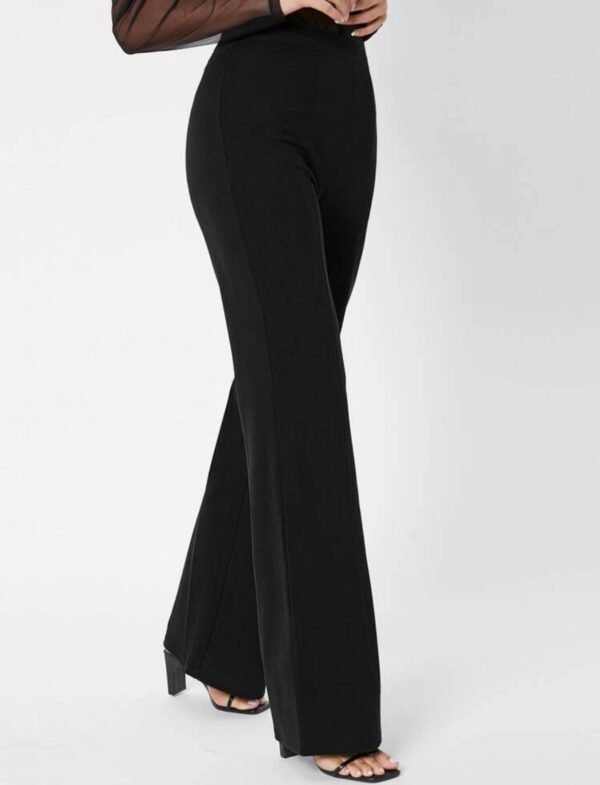 Sbetro Women's Black High-Waisted Flare Pants with Seam Detail Size L
