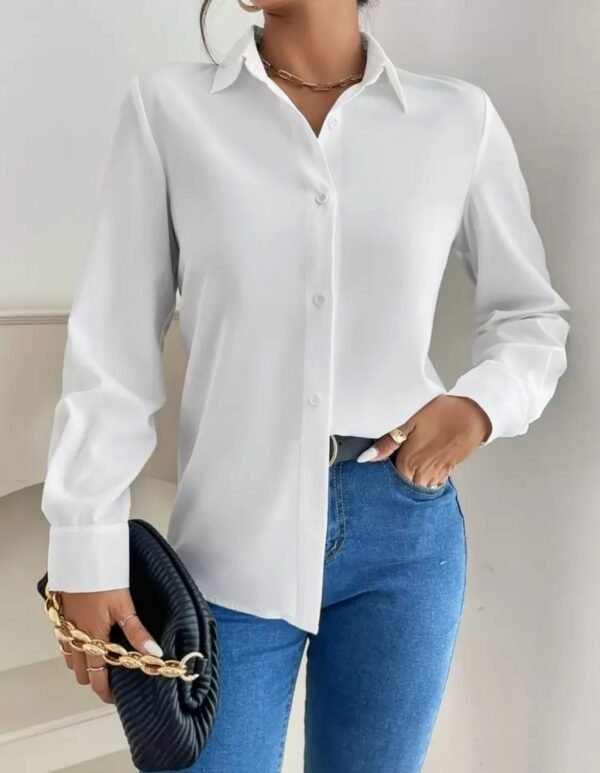 SHEIN White Long Sleeve Button-Up Blouse Size XXS