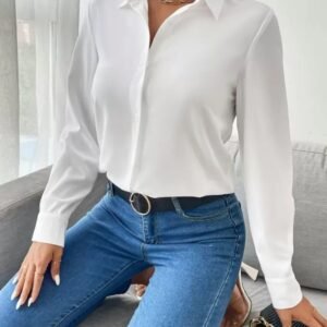 SHEIN White Long Sleeve Button-Up Blouse Size XXS