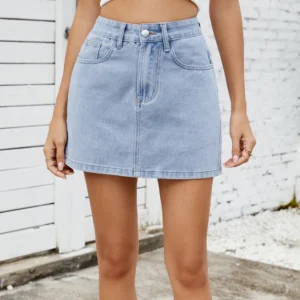 SHEIN Light Blue High-Waist Denim Mini Skirt – Size XS