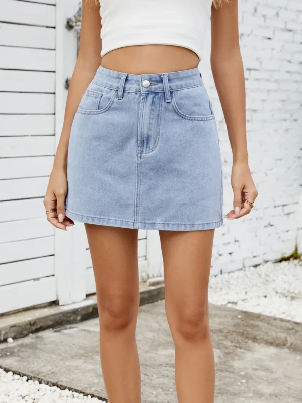 SHEIN Light Blue High-Waist Denim Mini Skirt – Size XS
