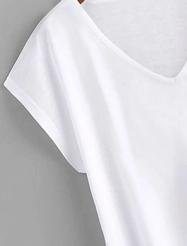 SHEIN Essential White V-Neck Dolman Sleeve Tee Size L