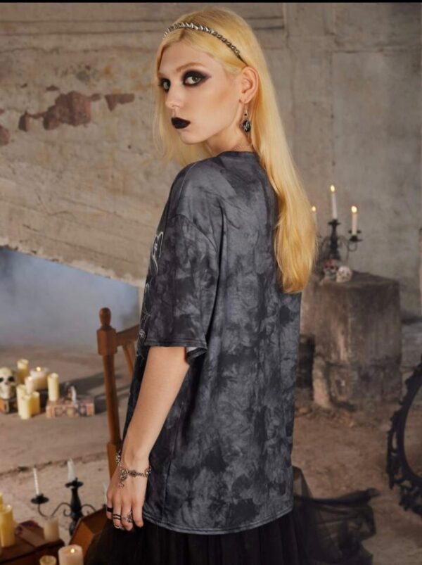 ROMWE Gothic Oversized Skull Graphic T-Shirt – Unisex Punk Rock Tee | Size XXL