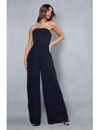 Women’s Navy Blue Strapless Wide-Leg Jumpsuit – Size M | Elegant Tube Style