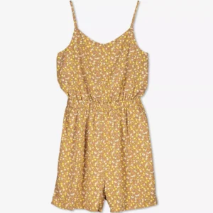 GRO GGY M Mustard Floral Spaghetti-Strap Romper – Lightweight & Relaxed Fit