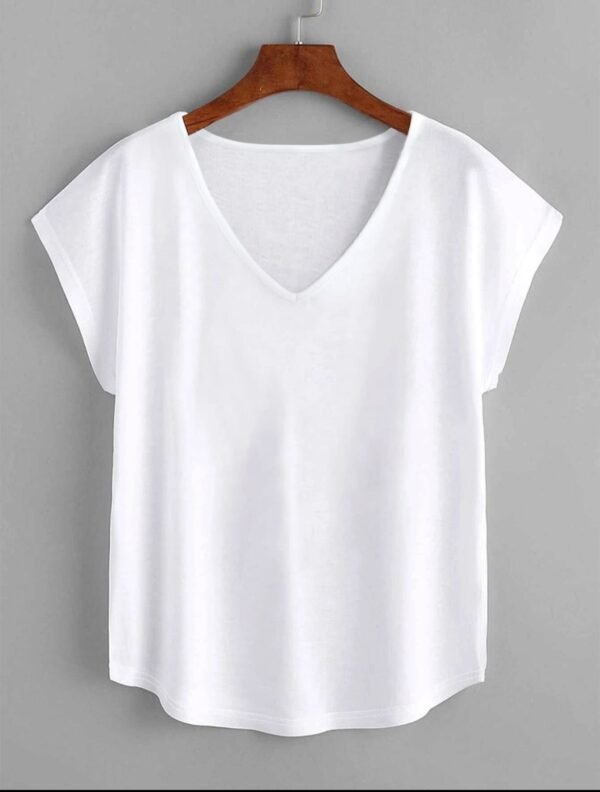 SHEIN Essential White V-Neck Dolman Sleeve Tee Size L