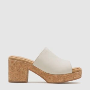 Hush Puppies Women's Cream Cork Platform Heeled Mules – Size 40