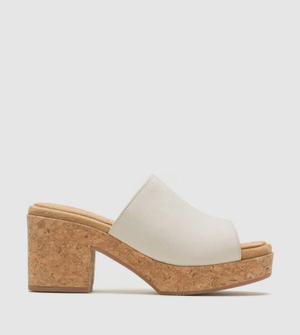 Hush Puppies Women's Cream Cork Platform Heeled Mules – Size 40