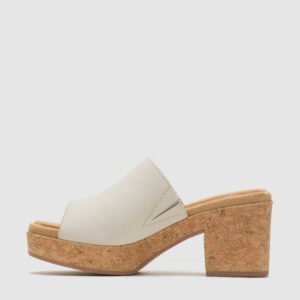 Hush Puppies Women's Cream Cork Platform Heeled Mules – Size 40