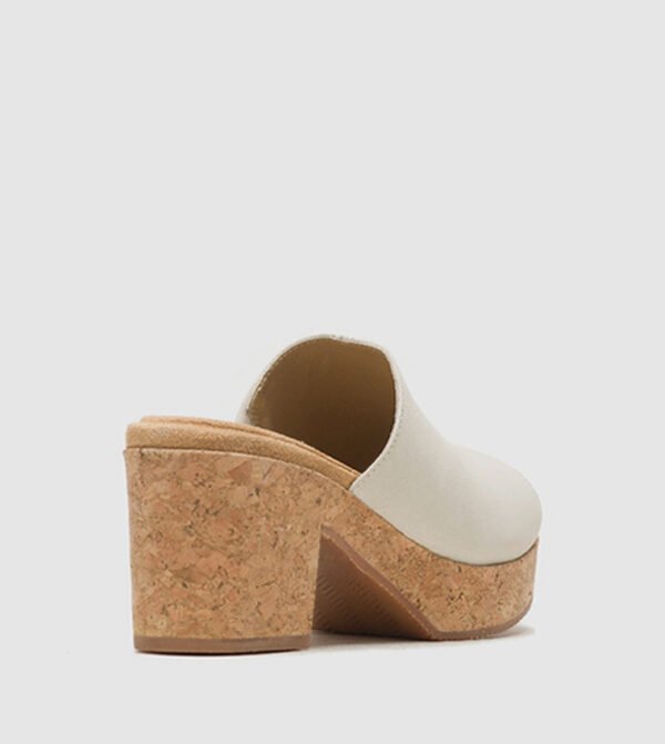 Hush Puppies Women's Cream Cork Platform Heeled Mules – Size 40